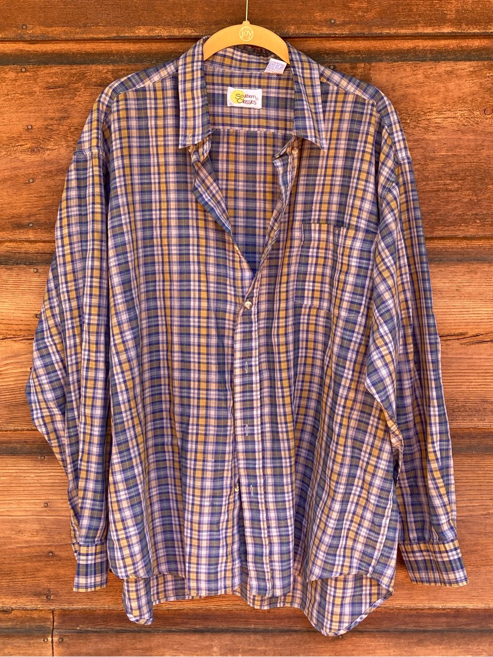 Vintage Thin Plaid Button-Up
